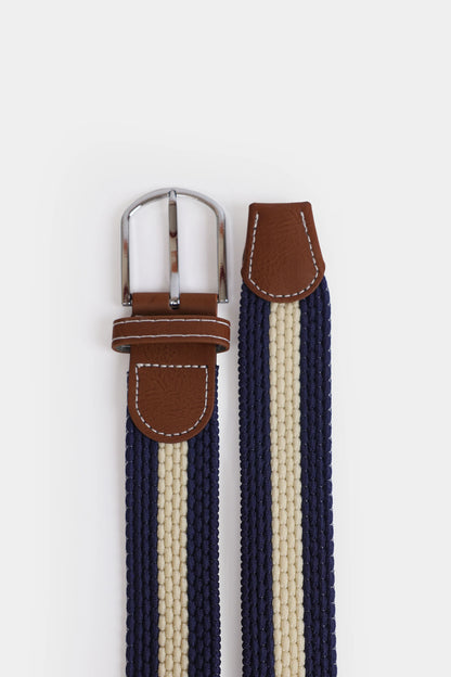 Braided Canvas Belt With Leather Trim - Cougar Clothing