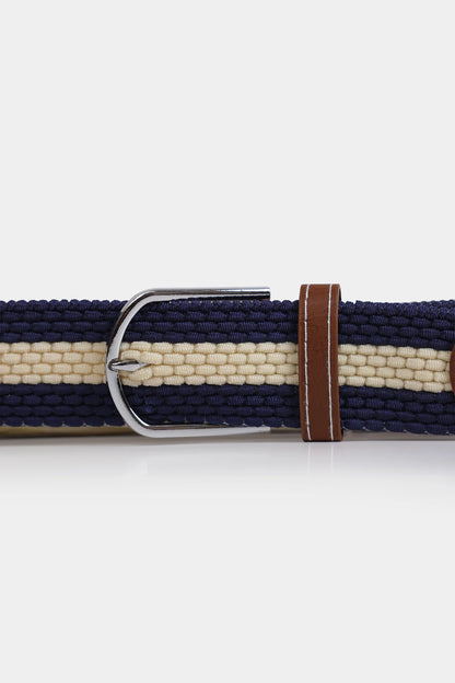 Braided Canvas Belt With Leather Trim - Cougar Clothing