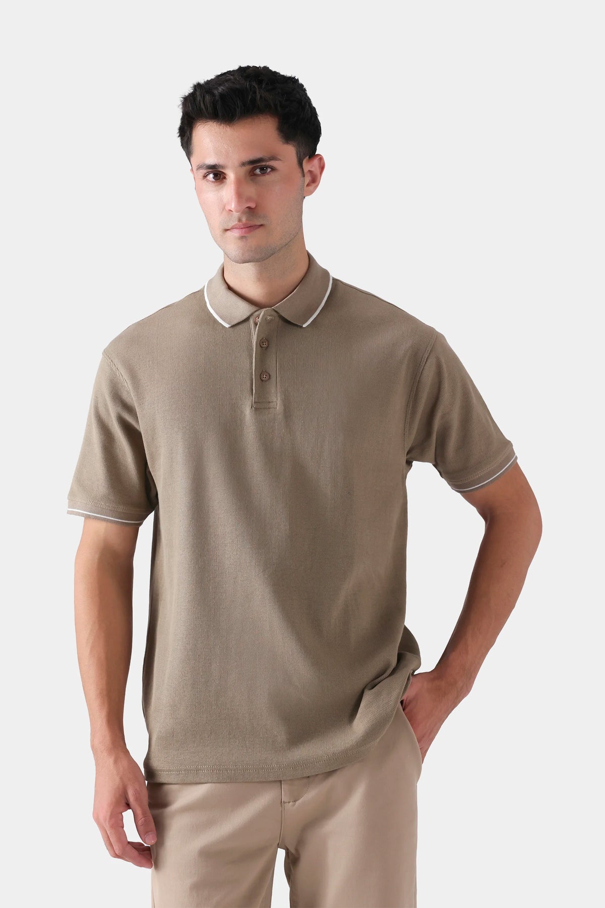 Ribbed Knit Tipping Polo - Cougar Clothing