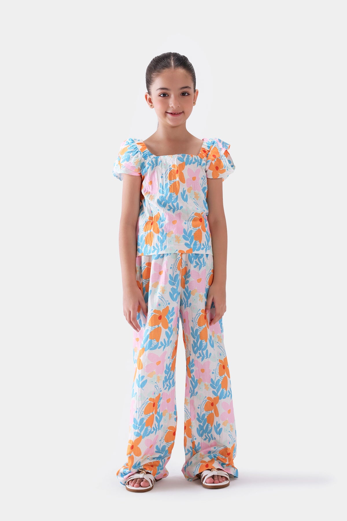 Printed Top With Ruffle Sleeves - Cougar Clothing