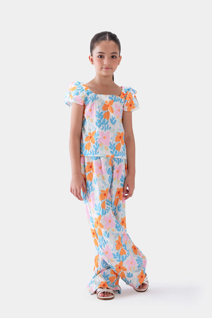 Printed Top With Ruffle Sleeves - Cougar Clothing