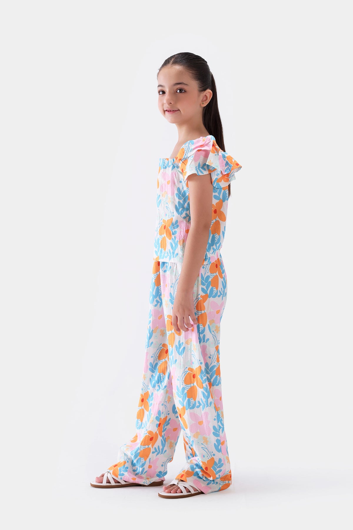 Printed Top With Ruffle Sleeves - Cougar Clothing