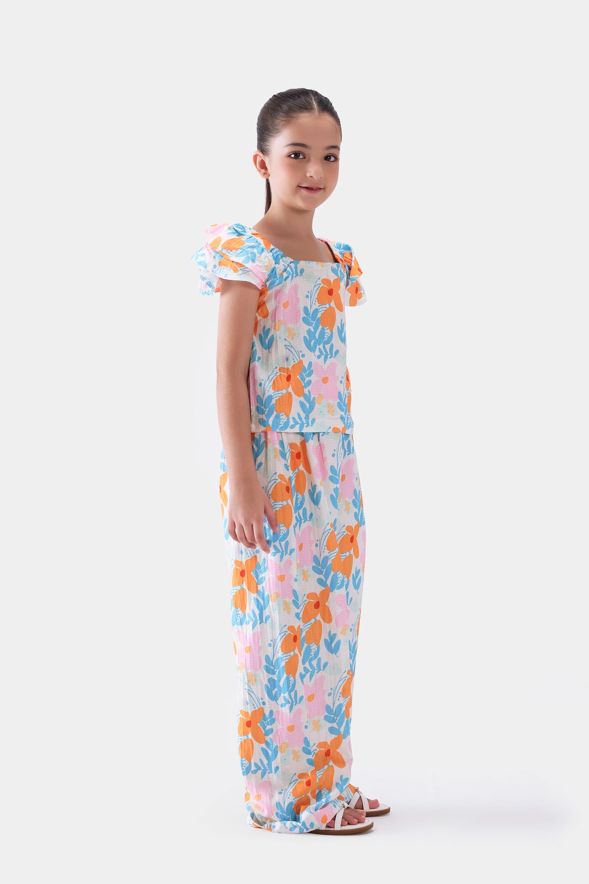 Printed Top With Ruffle Sleeves - Cougar Clothing