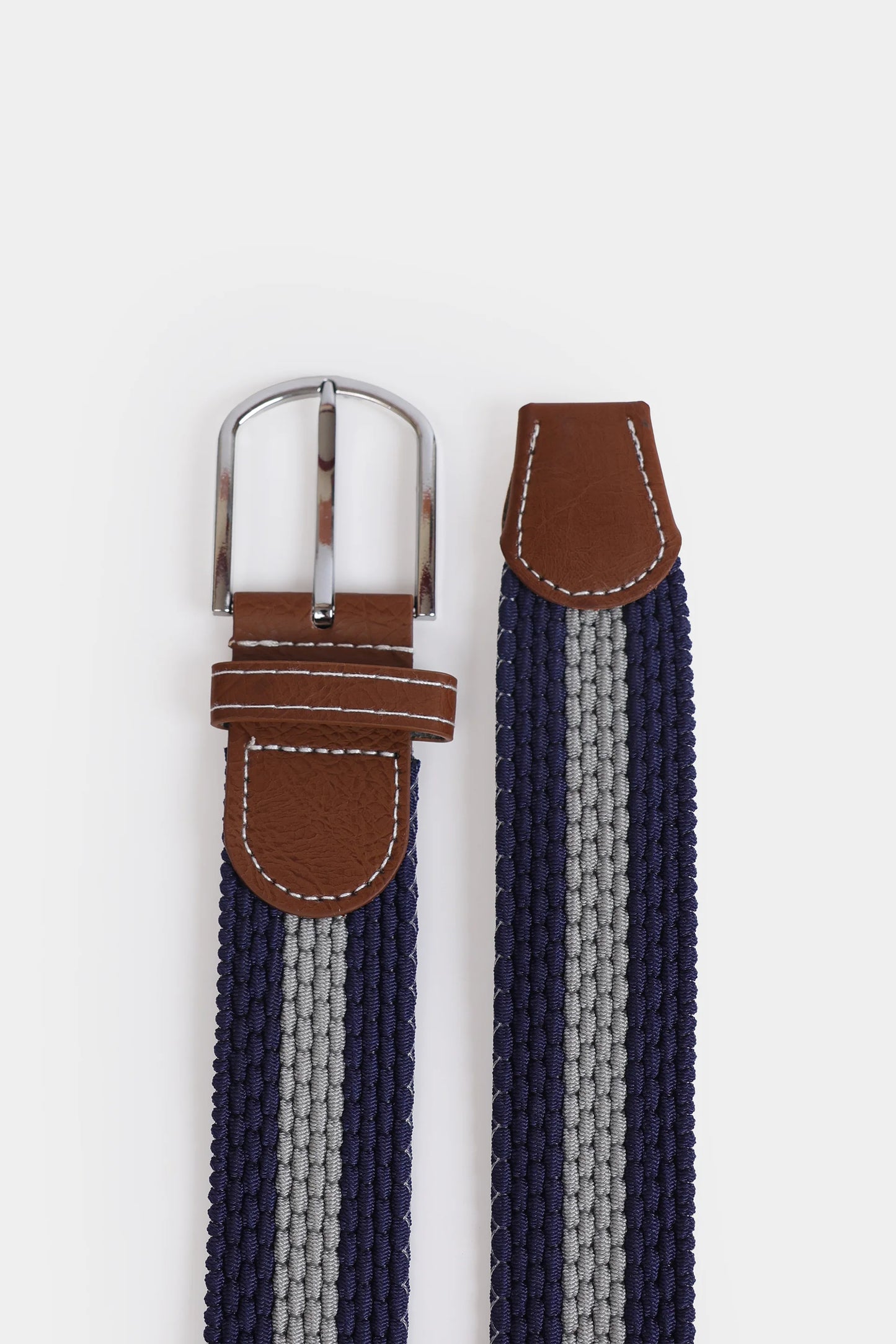 Braided Canvas Belt With Leather Trim - Cougar Clothing