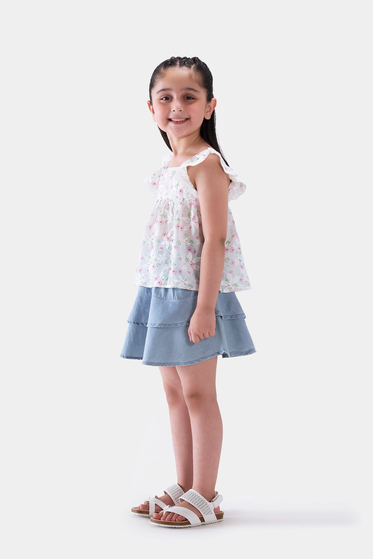 Embroidered Top With Lace Trim - Cougar Clothing
