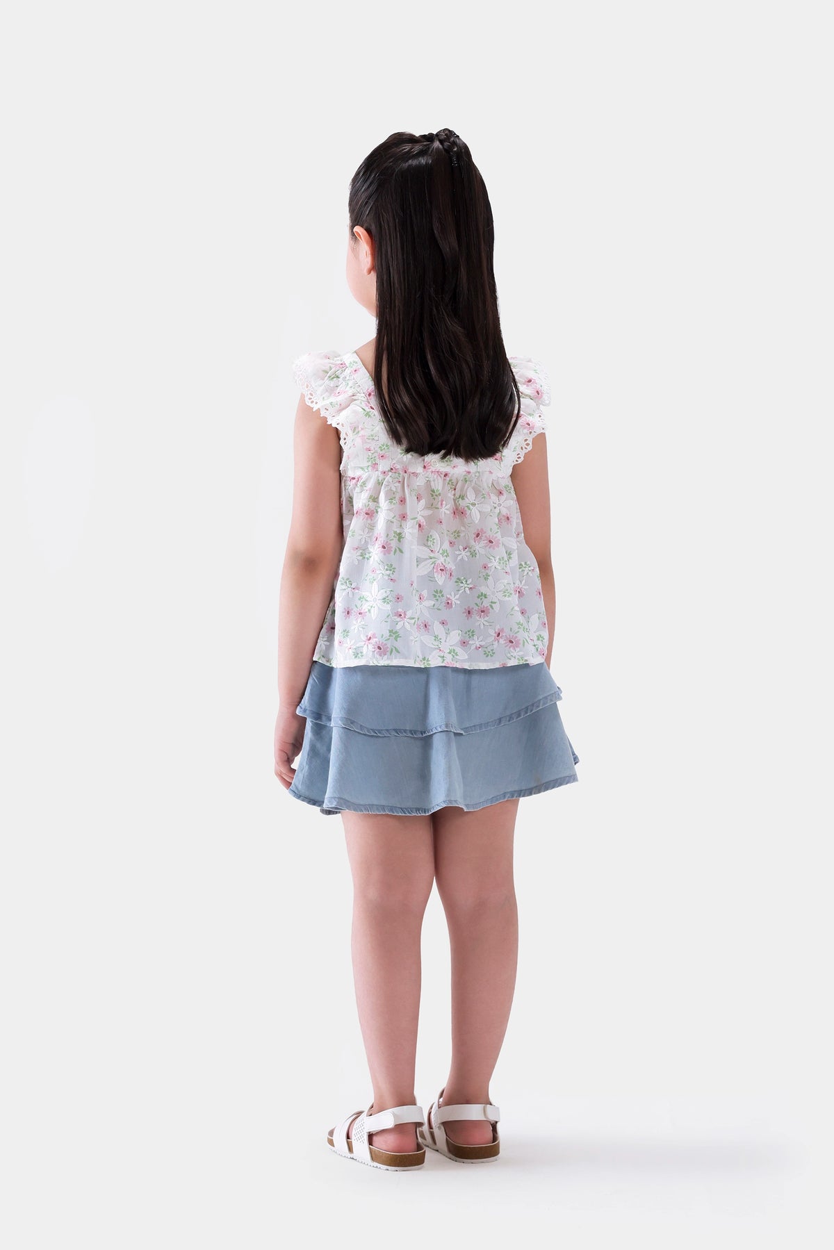 Embroidered Top With Lace Trim - Cougar Clothing