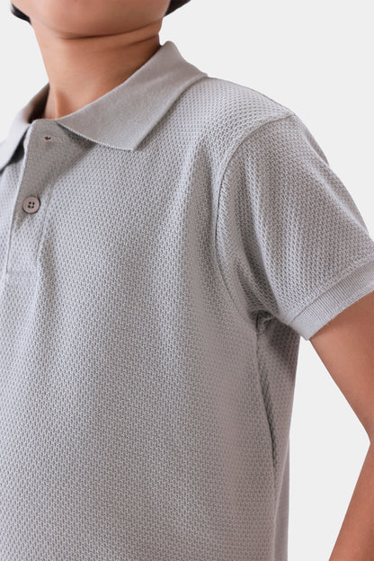 Popcorn Knit Polo - Cougar Clothing