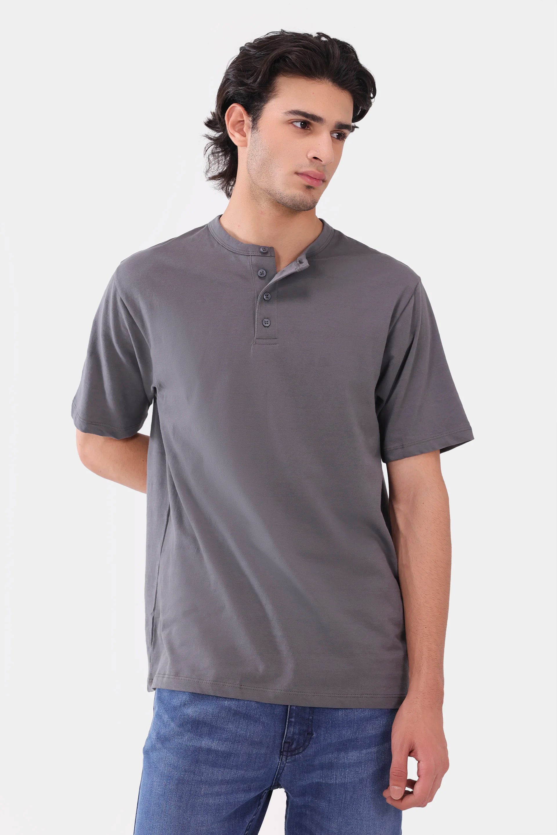 Jacquard Jersey Henley - Cougar Clothing