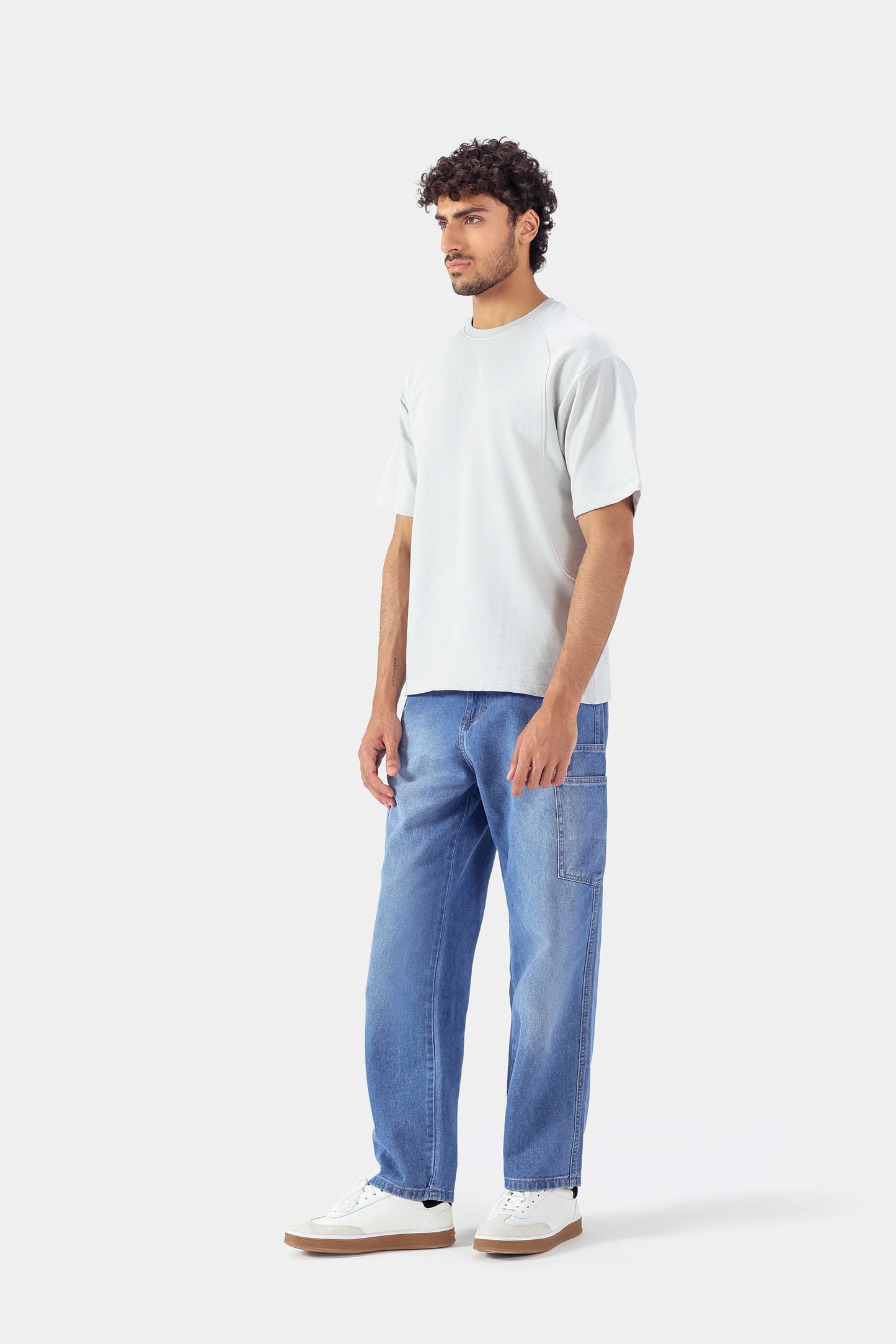 Relaxed T-Shirt With Textured Panels - Cougar Clothing
