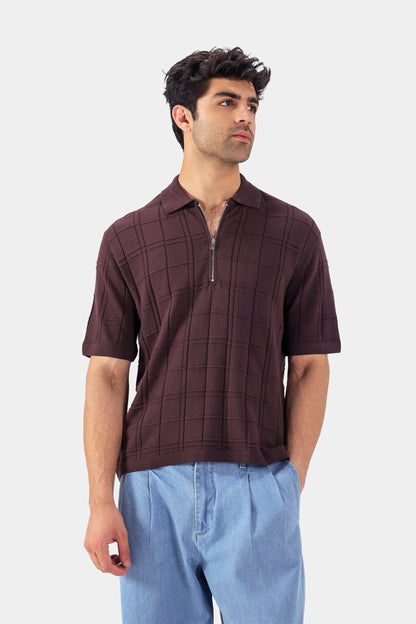 Square Knit Polo - Cougar Clothing