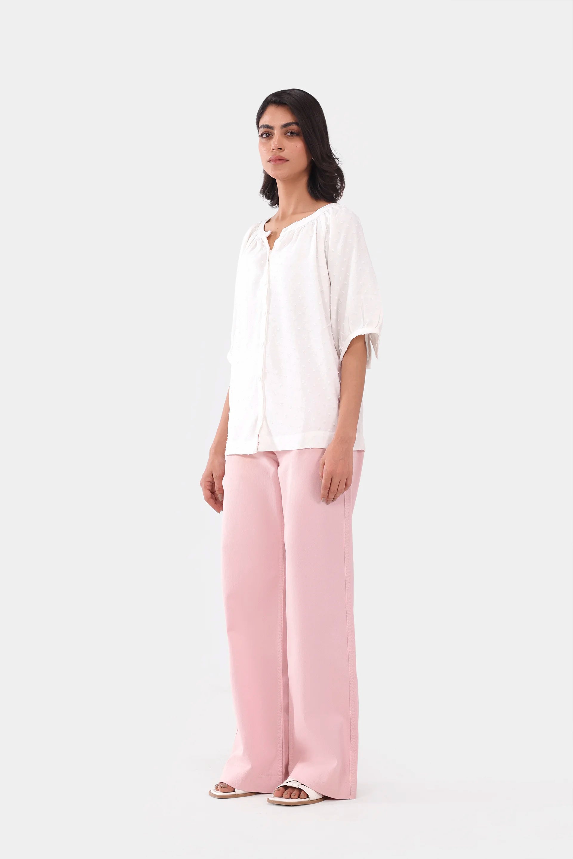 Top With Puff Sleeves - Cougar Clothing
