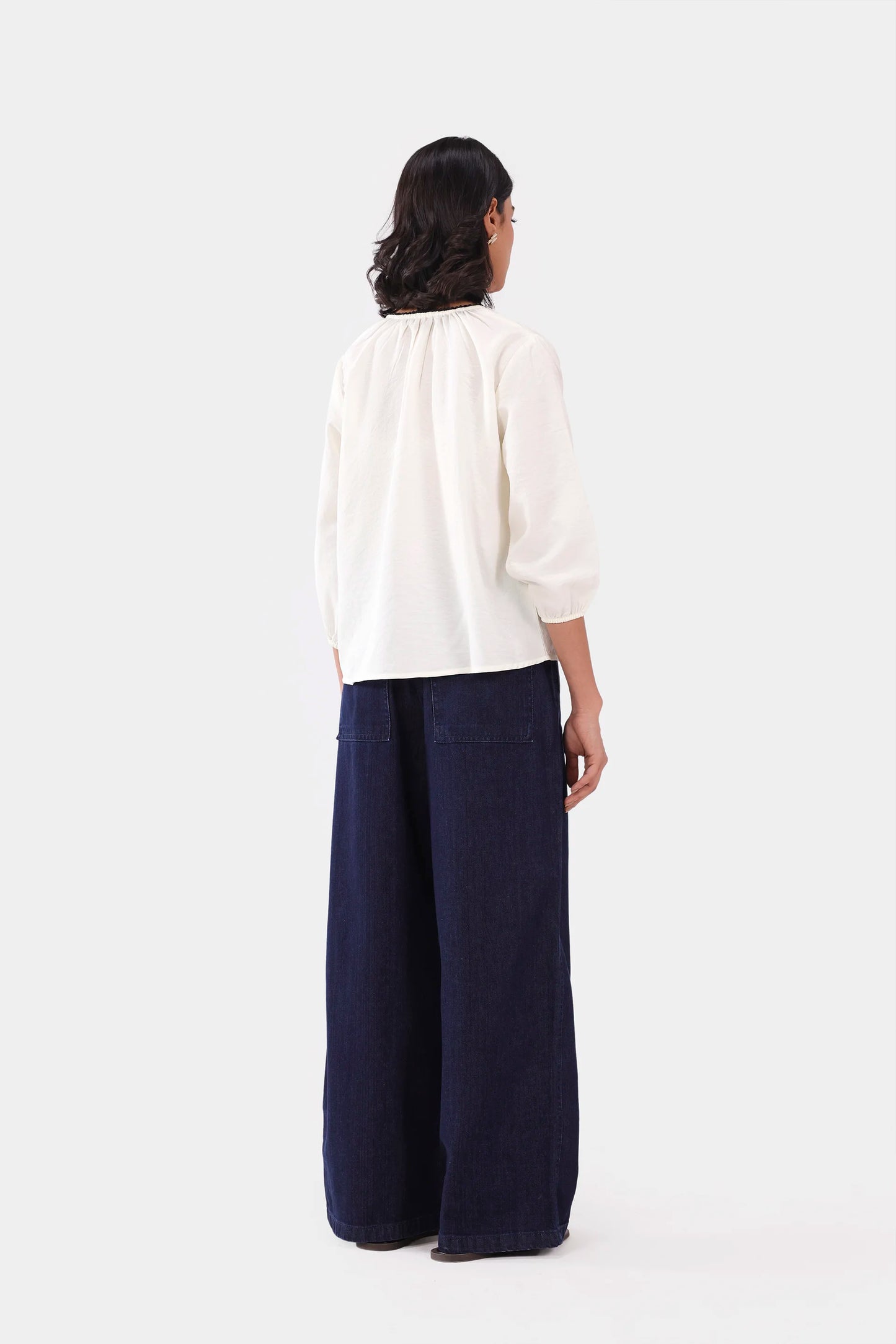 Embroidered Button-Front Top - Cougar Clothing