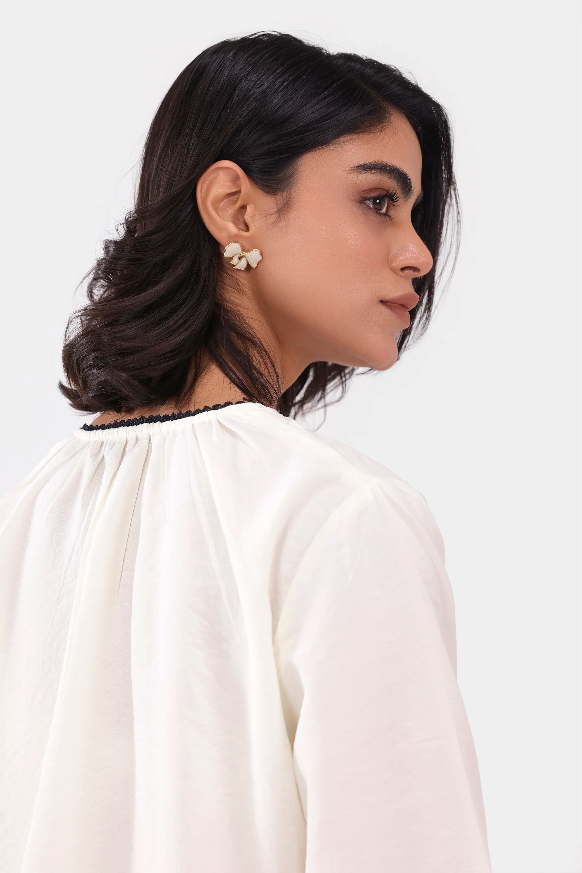 Embroidered Button-Front Top - Cougar Clothing