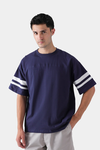 Oversized Striped Sleeves T-Shirt - Cougar Clothing