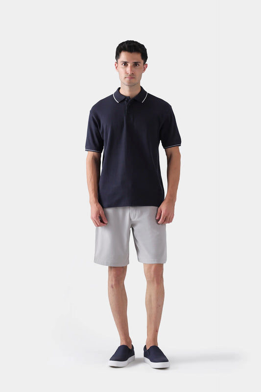Ribbed Knit Tipping Polo - Cougar Clothing