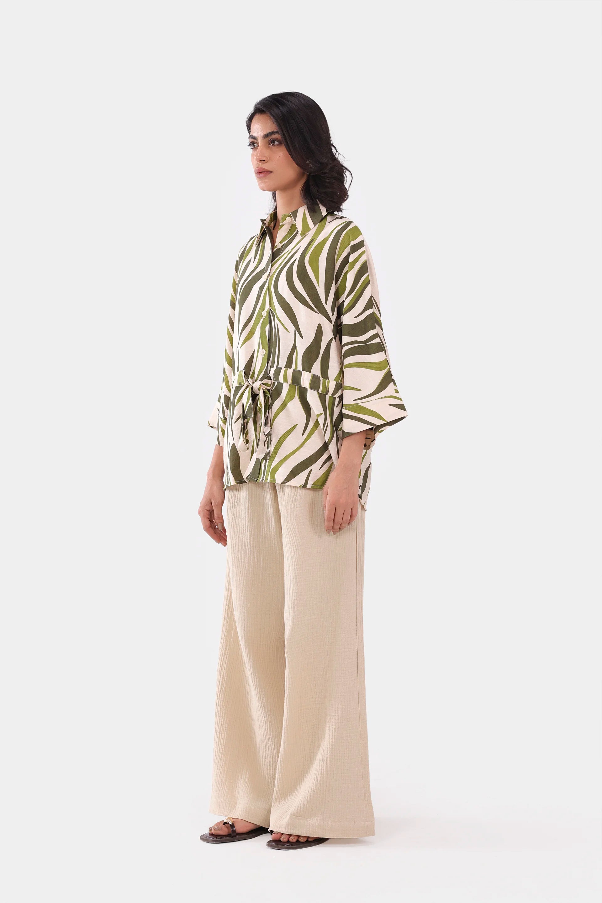 Abstract Print Tie-Up Shirt - Cougar Clothing