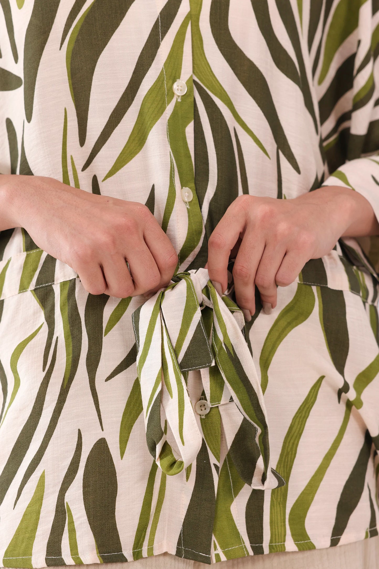 Abstract Print Tie-Up Shirt - Cougar Clothing