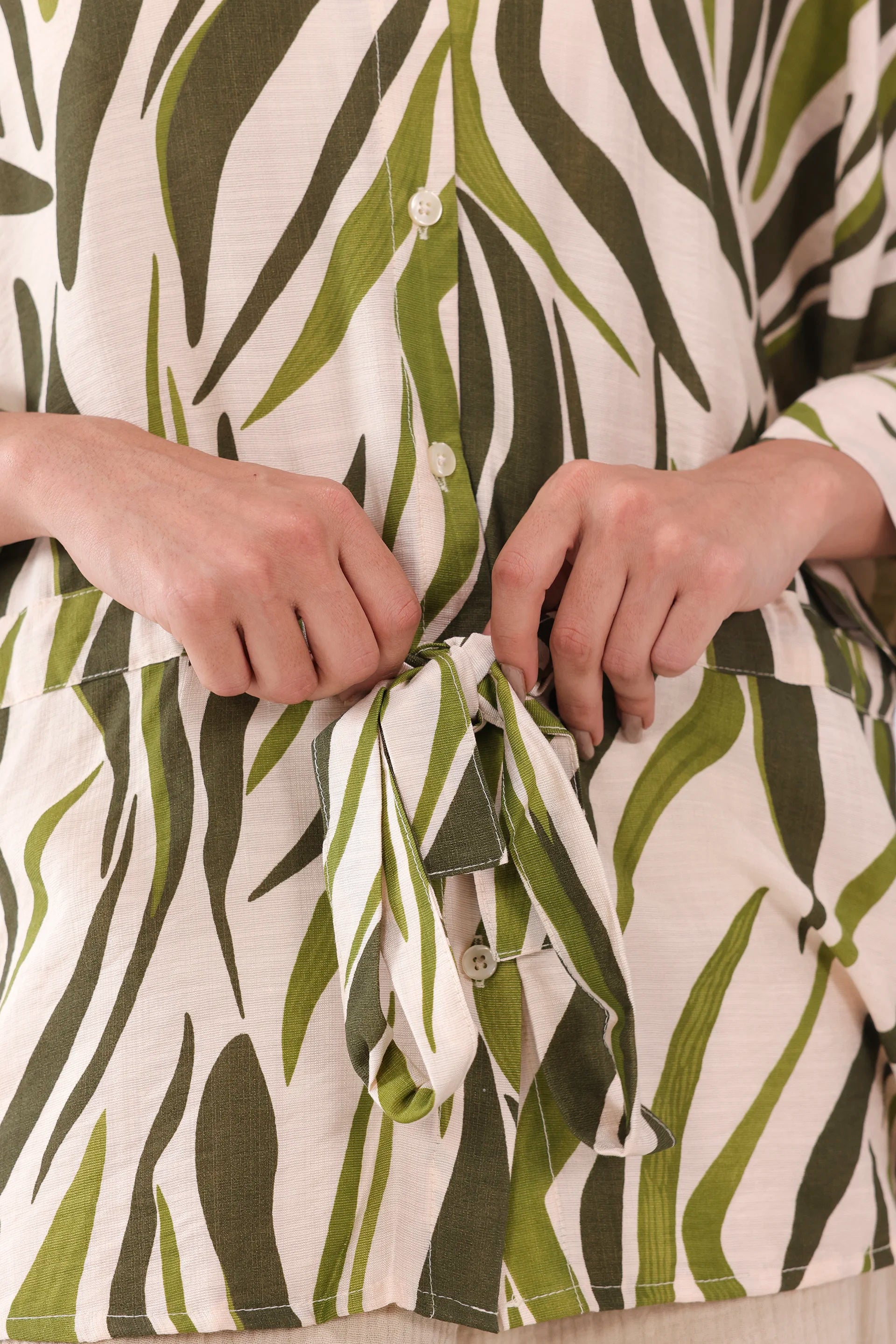 Abstract Print Tie-Up Shirt - Cougar Clothing