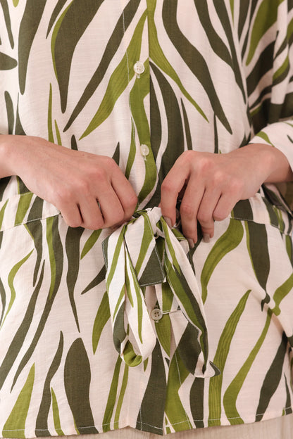 Abstract Print Tie-Up Shirt - Cougar Clothing