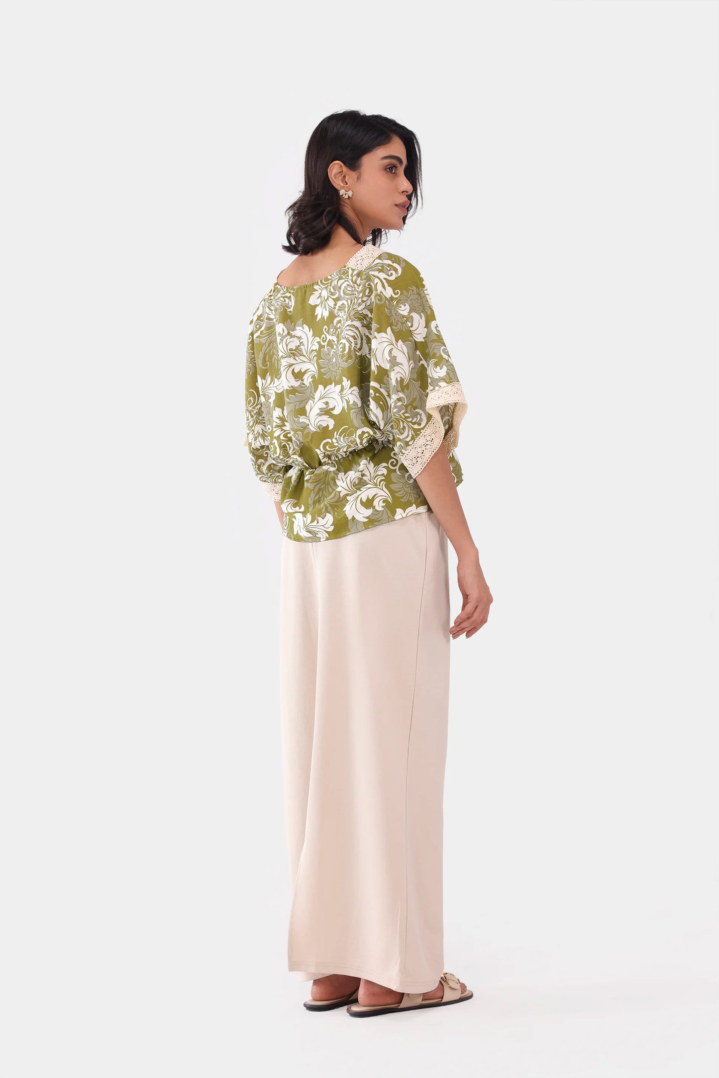 Lace-Trimmed Printed Top - Cougar Clothing