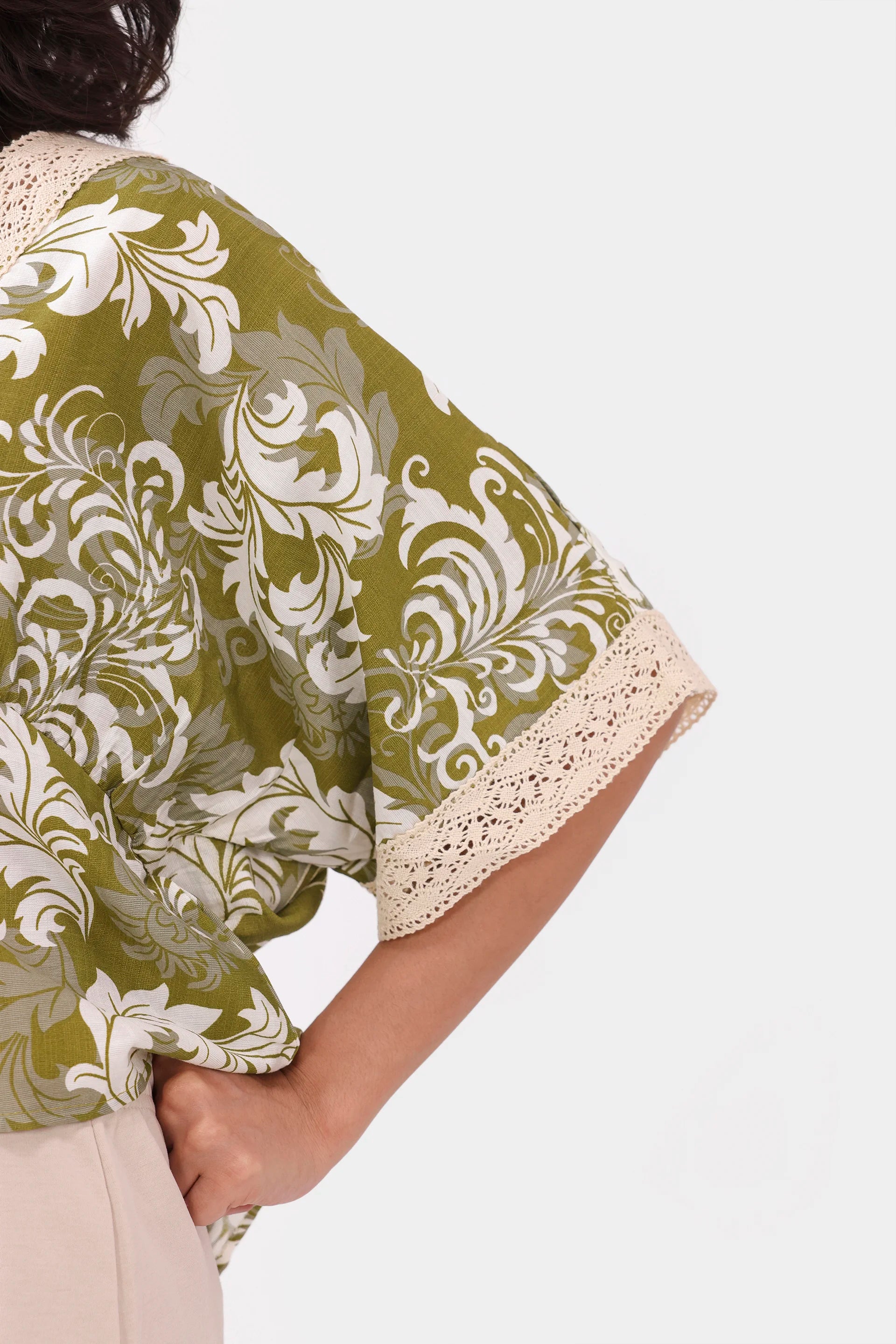 Lace-Trimmed Printed Top - Cougar Clothing