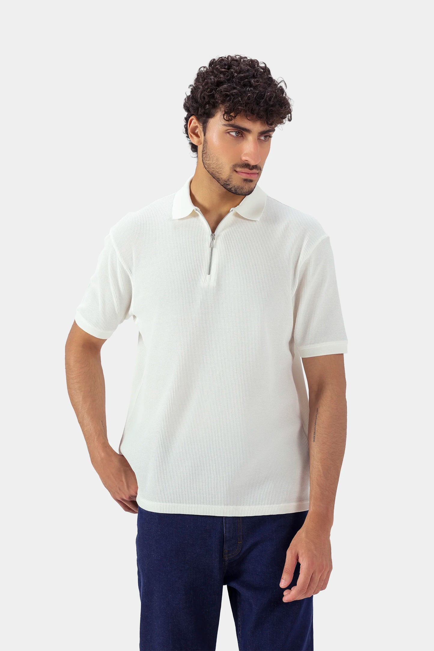 Quarter Zip Textured Polo - Cougar Clothing
