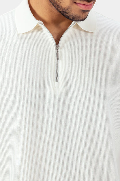 Quarter Zip Textured Polo - Cougar Clothing