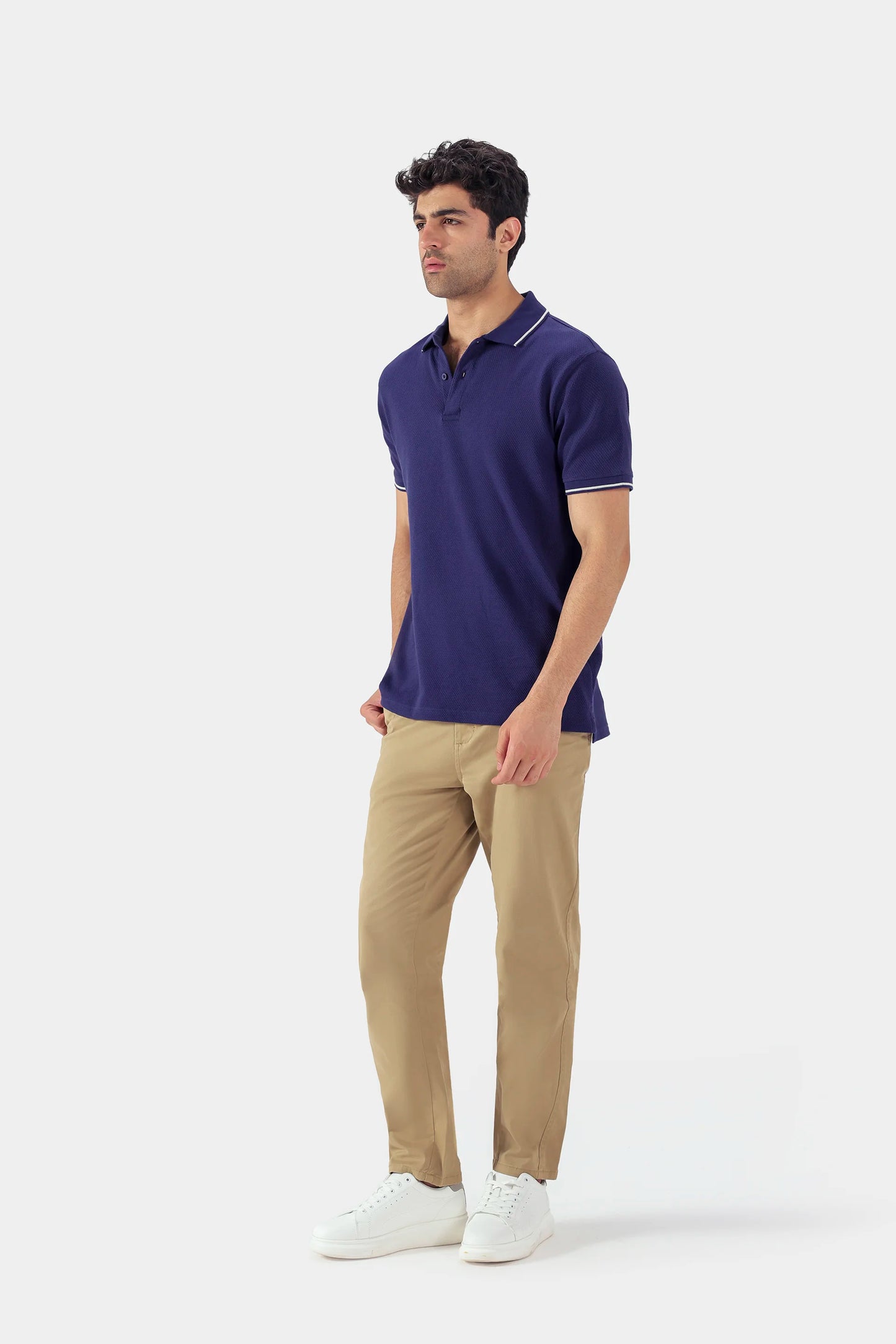 Popcorn Knit Polo With Tipping - Cougar Clothing