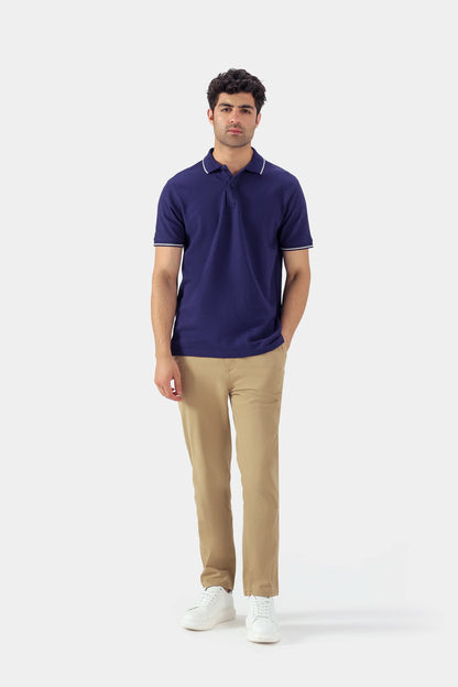 Popcorn Knit Polo With Tipping - Cougar Clothing