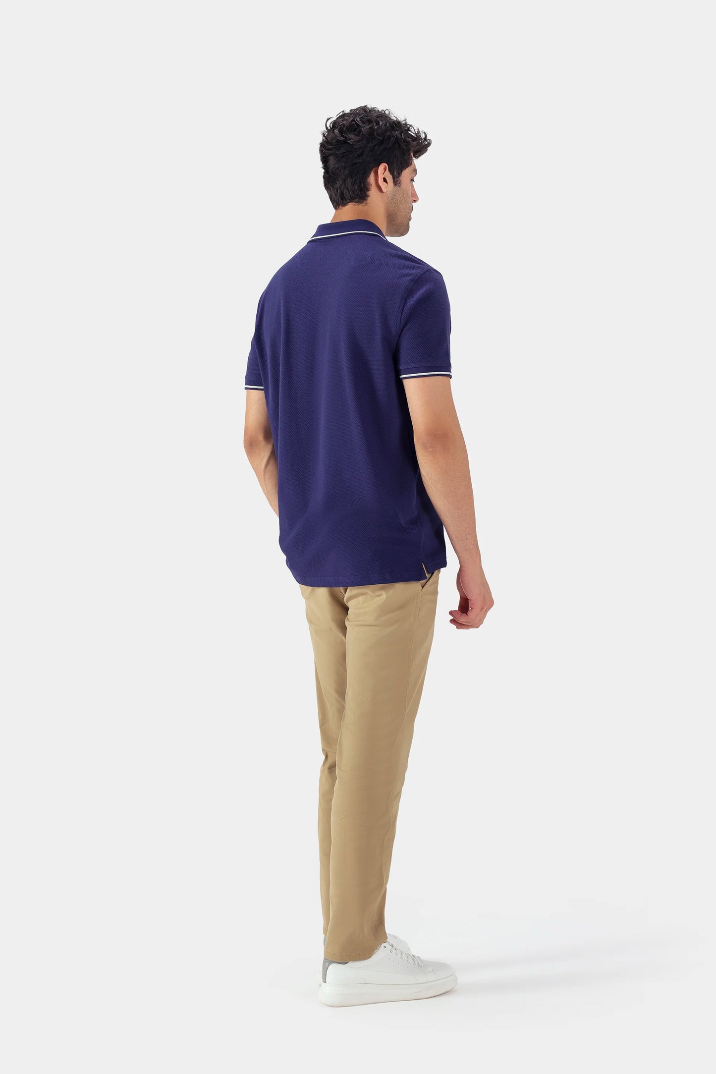 Popcorn Knit Polo With Tipping - Cougar Clothing