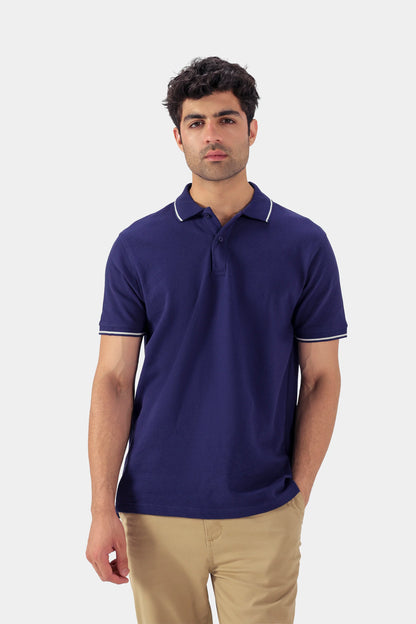 Popcorn Knit Polo With Tipping - Cougar Clothing