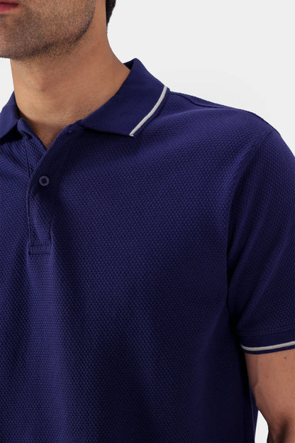 Popcorn Knit Polo With Tipping - Cougar Clothing
