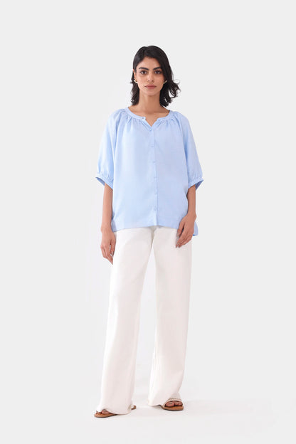Top With Puff Sleeves - Cougar Clothing