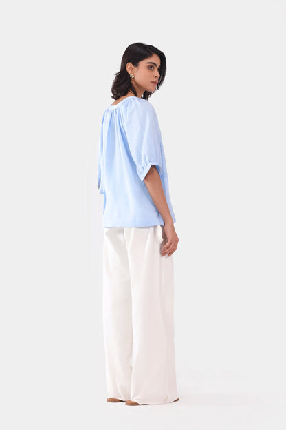 Top With Puff Sleeves - Cougar Clothing
