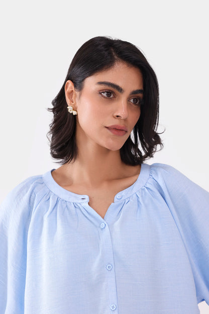 Top With Puff Sleeves - Cougar Clothing