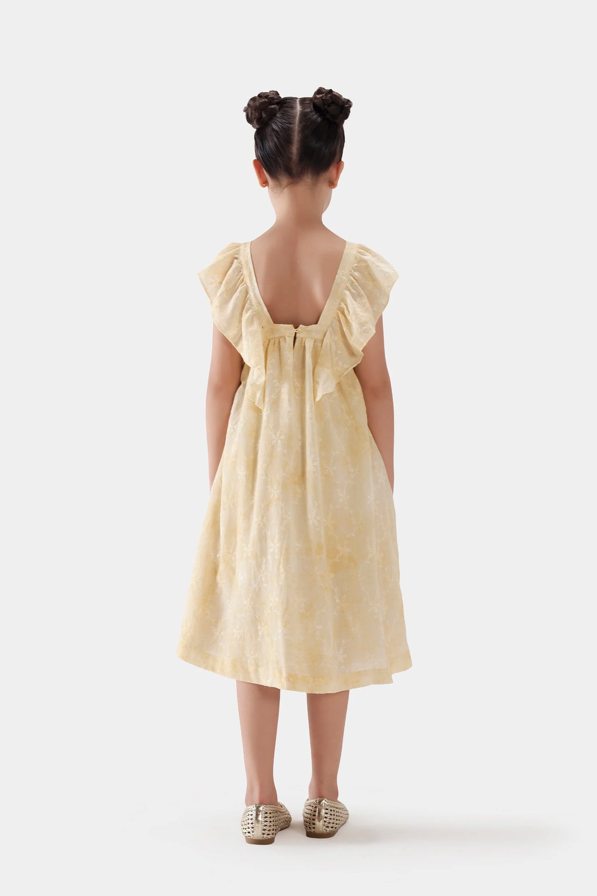 Butter Yellow Embroidered Dress - Cougar Clothing