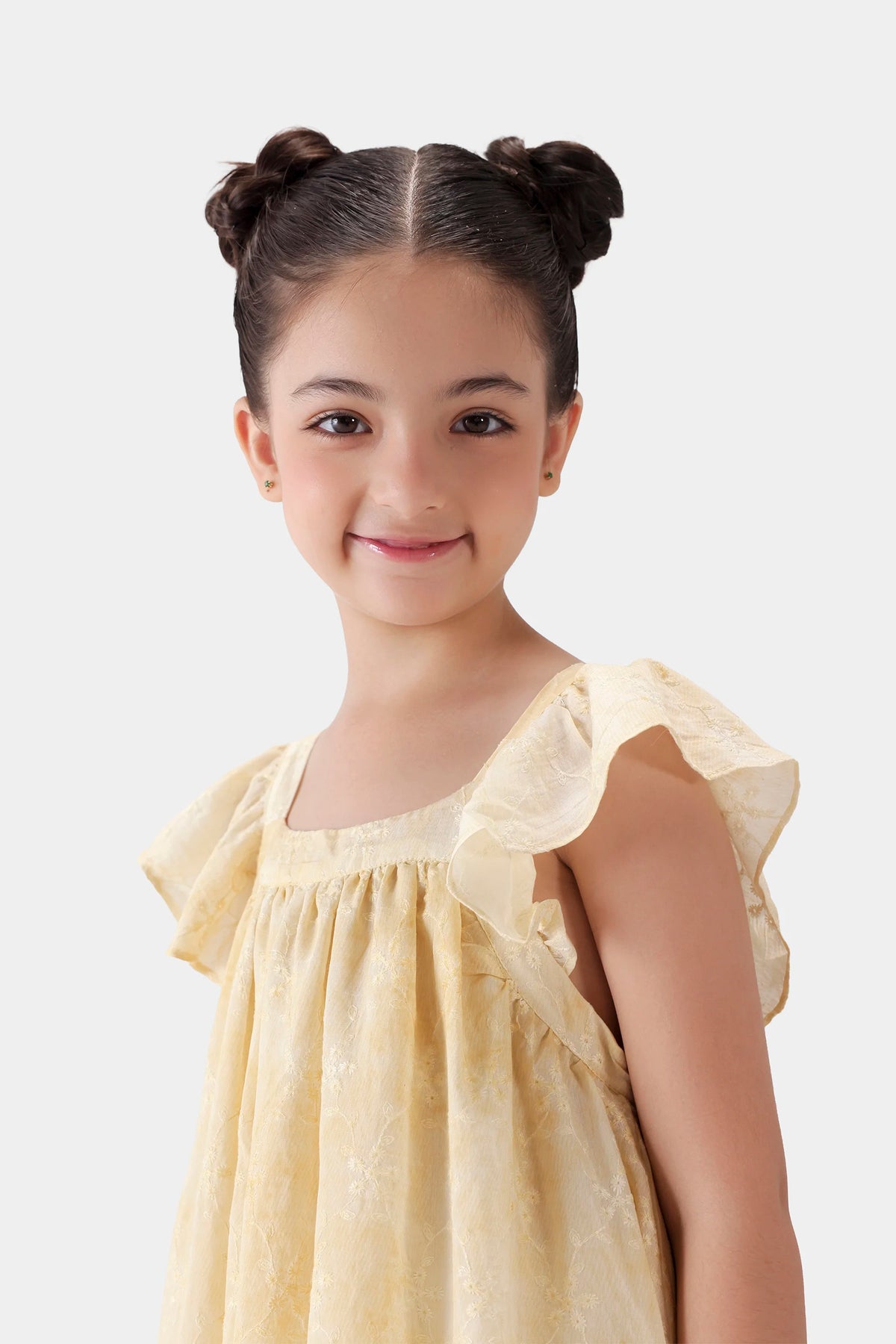 Butter Yellow Embroidered Dress - Cougar Clothing