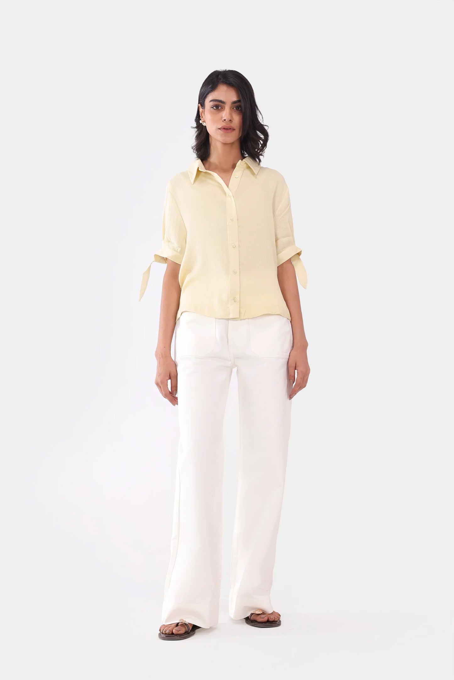Short Sleeve Shirt With Tie-Detail - Cougar Clothing