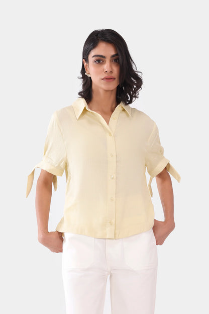 Short Sleeve Shirt With Tie-Detail - Cougar Clothing