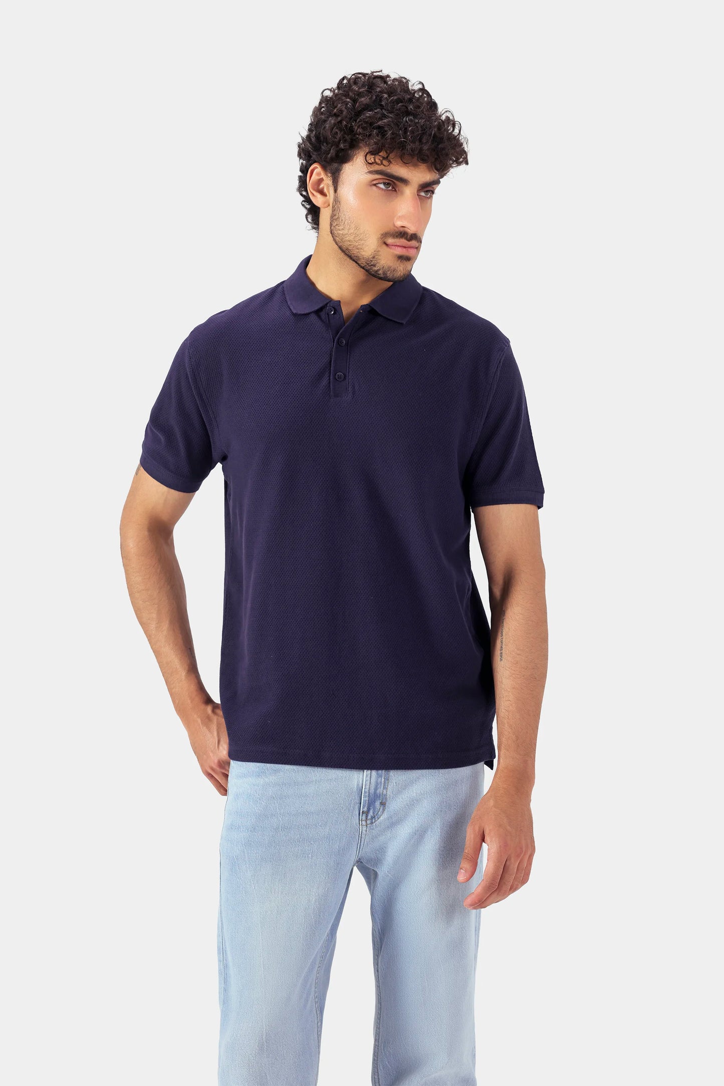 Relaxed Popcorn Knit Polo - Cougar Clothing