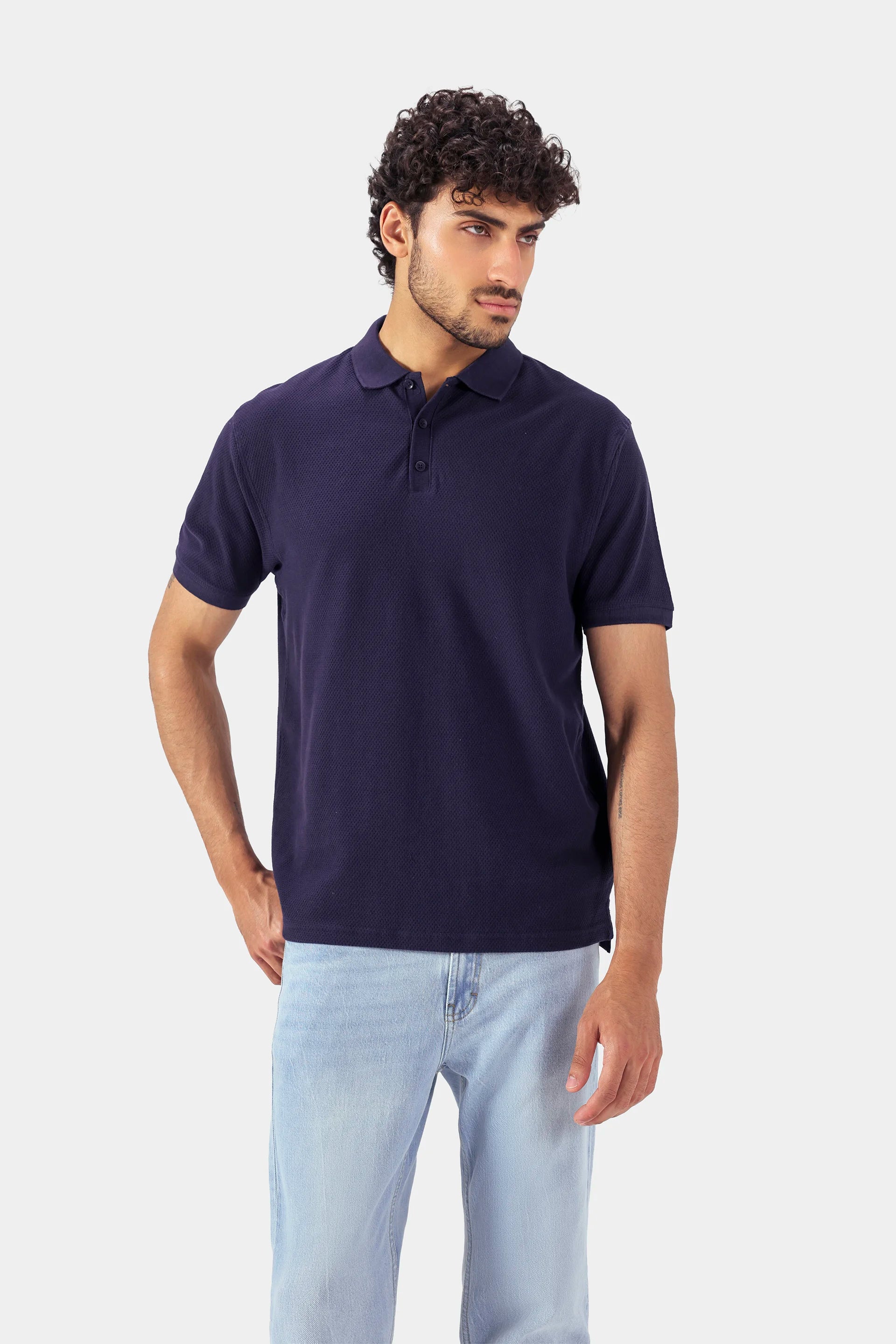 Relaxed Popcorn Knit Polo - Cougar Clothing