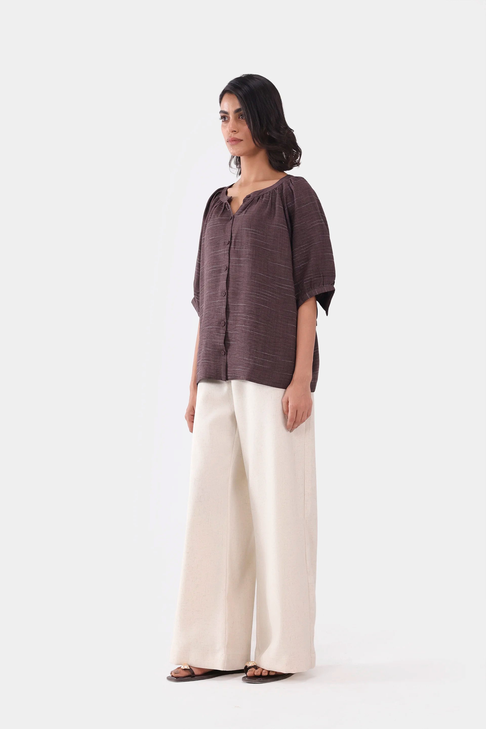 Top With Puff Sleeves - Cougar Clothing