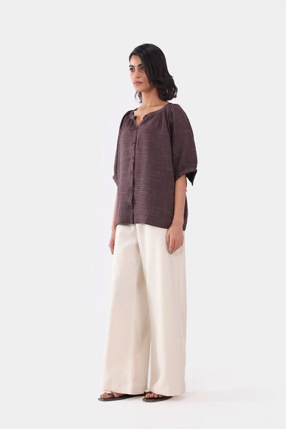 Top With Puff Sleeves - Cougar Clothing