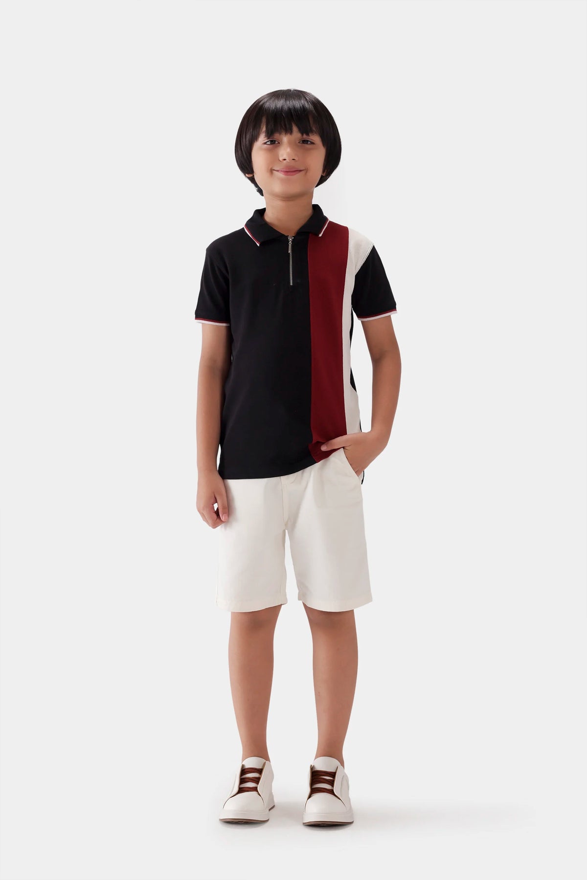 Quarter Zip Paneled Polo - Cougar Clothing