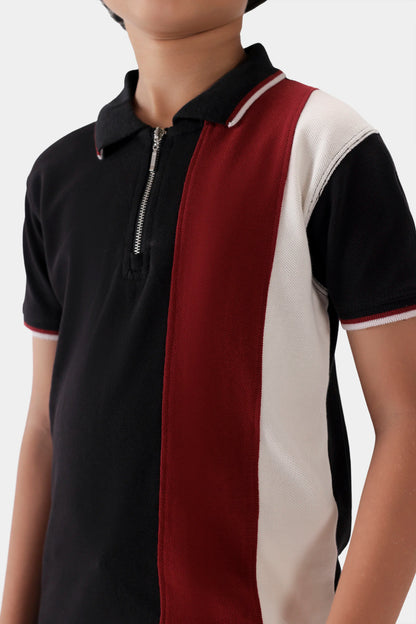 Quarter Zip Paneled Polo - Cougar Clothing