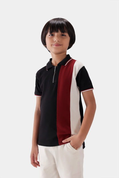Quarter Zip Paneled Polo - Cougar Clothing