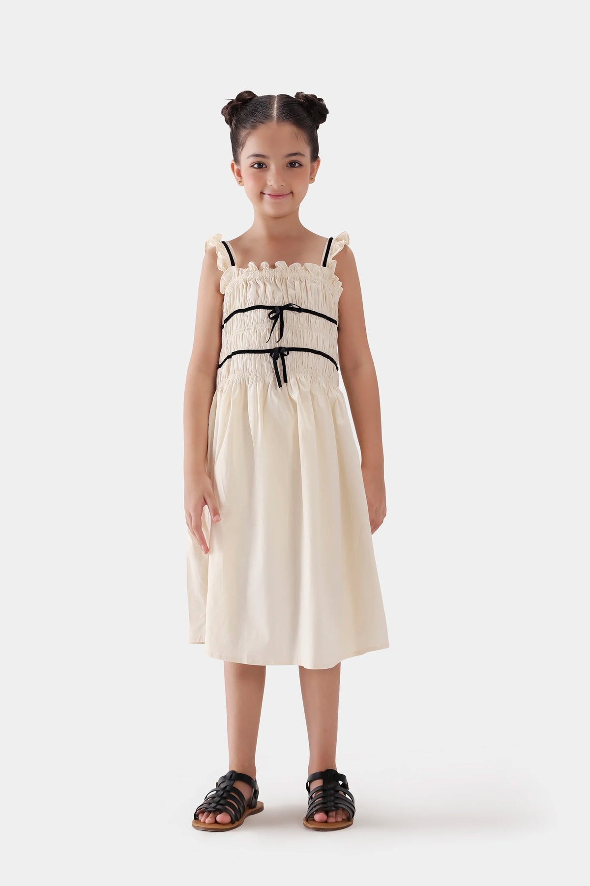 Smocked Dress With Bows - Cougar Clothing