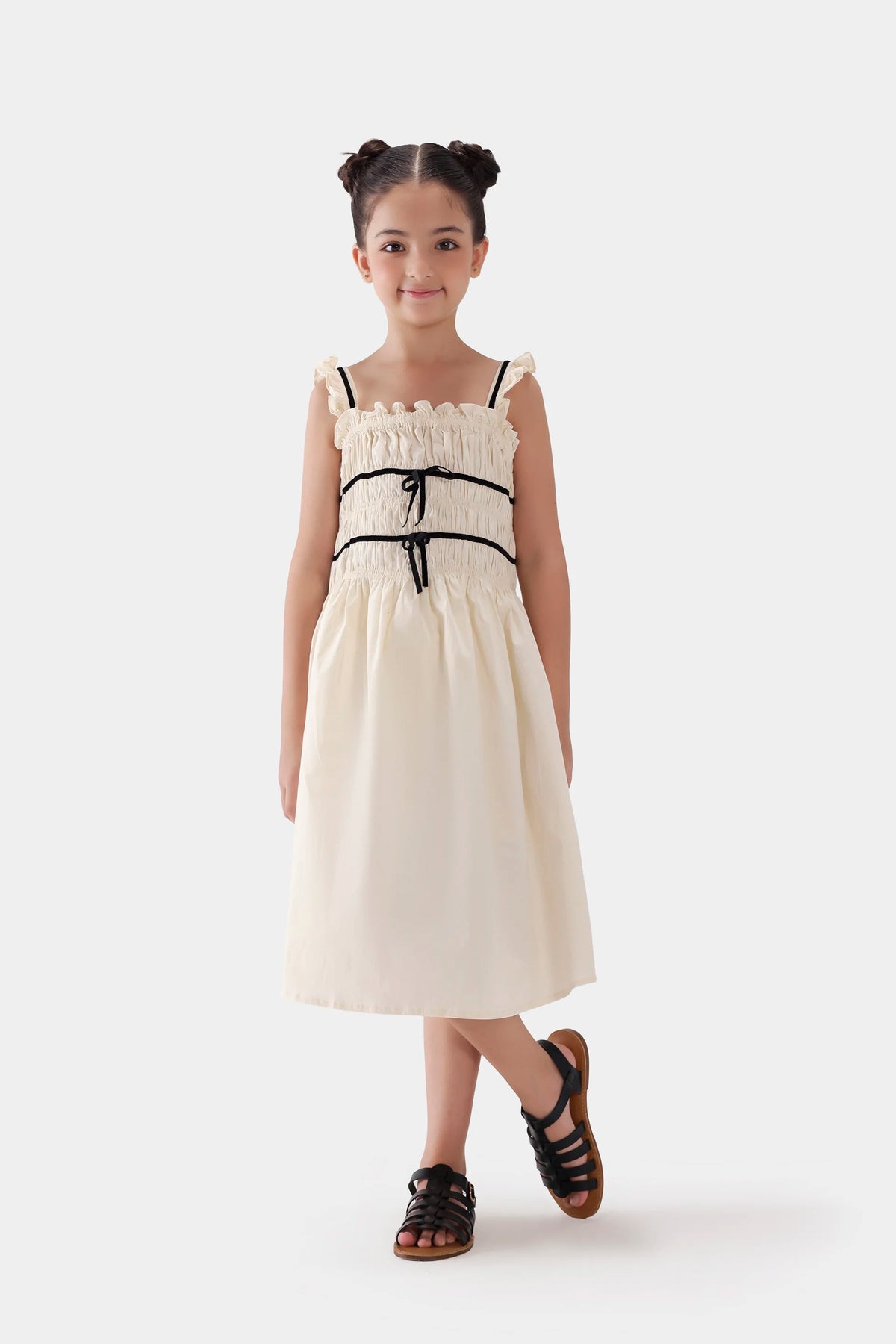 Smocked Dress With Bows - Cougar Clothing