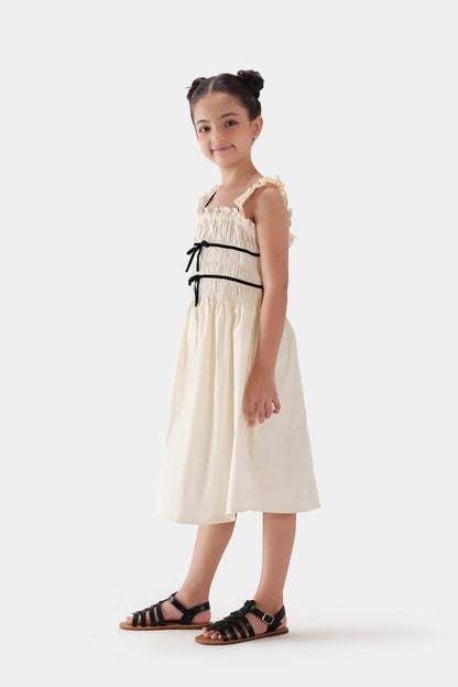 Smocked Dress With Bows - Cougar Clothing