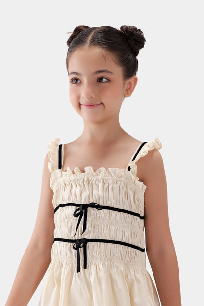 Smocked Dress With Bows - Cougar Clothing